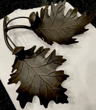 2 Bronze Oak Leaf Candle Holders.