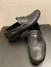 Mocasines para hombre GUCCI 170618 de cuero negro Guccissima GG hechos en Italia 8 G EE. UU. 9