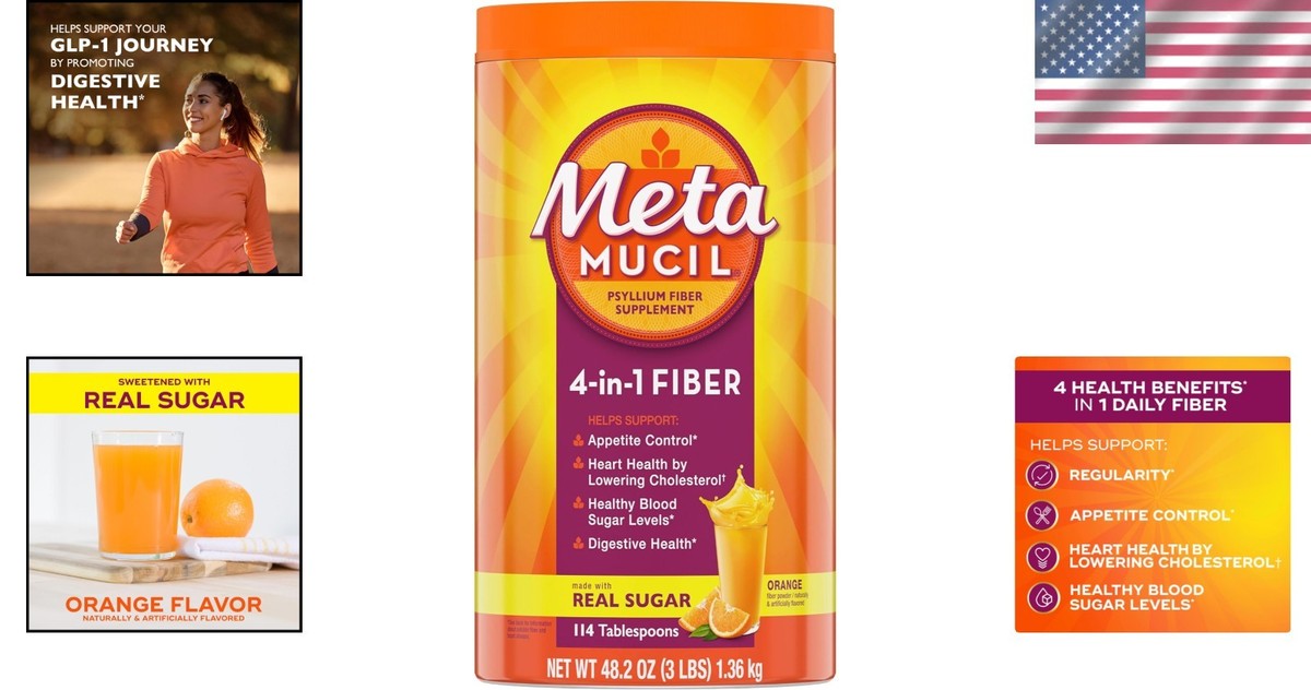 Metamucil 4-in-1 Psyllium Husk Fiber Supplement, Sugar-Free, 114 teaspoons, | eBay Metamucil 4-in-1 Psyllium Husk Fiber Supplement, Sugar-Free, 114 teaspoons, | eBay