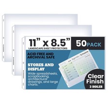 Performore 50 Sheet Protectors, Landscape Clear Sheet Protectors 8.5 X 11 Inc...