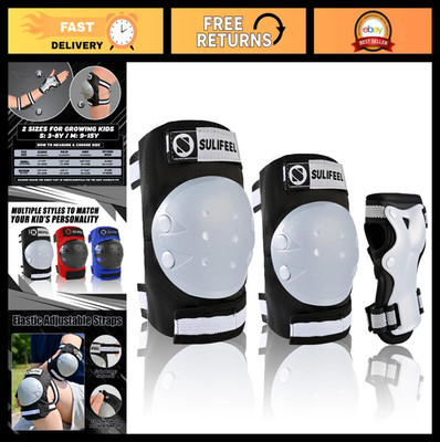 Kids Protective Gear Set - Knee Pads, Elbow Pads & Wrist Guards - 3-Pack for Age
