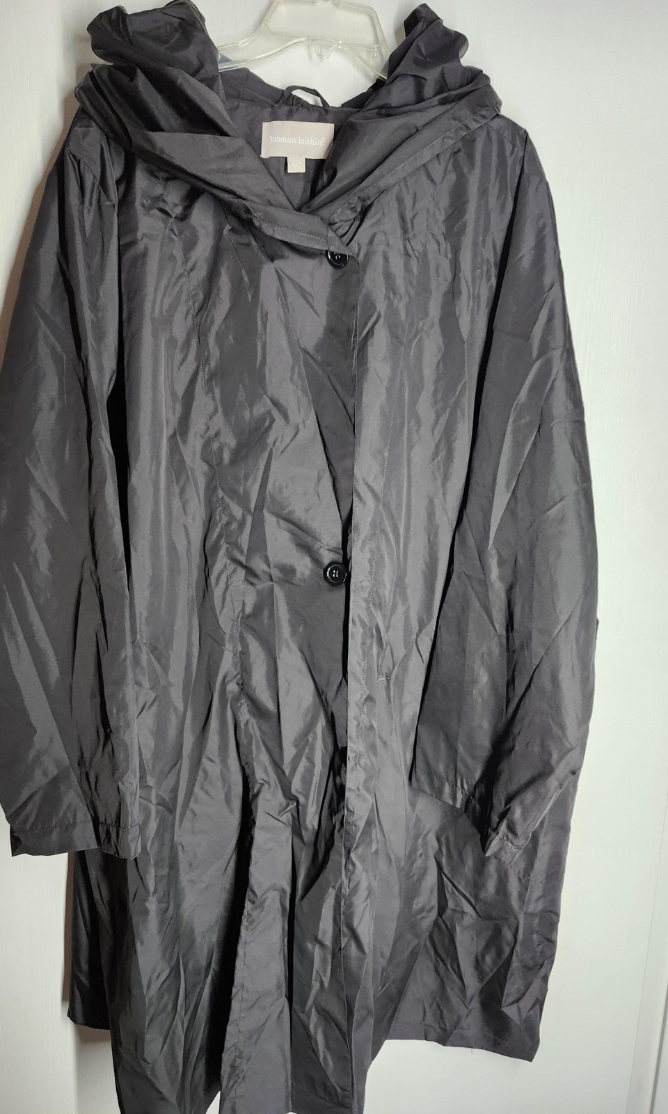 Womens 30w Gray Hooded Waterproof Poly Coated Plus Size