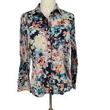 Coldwater Creek Women Size 8 "No Iron" Floral Print Long Sleeve Button Up Shirt