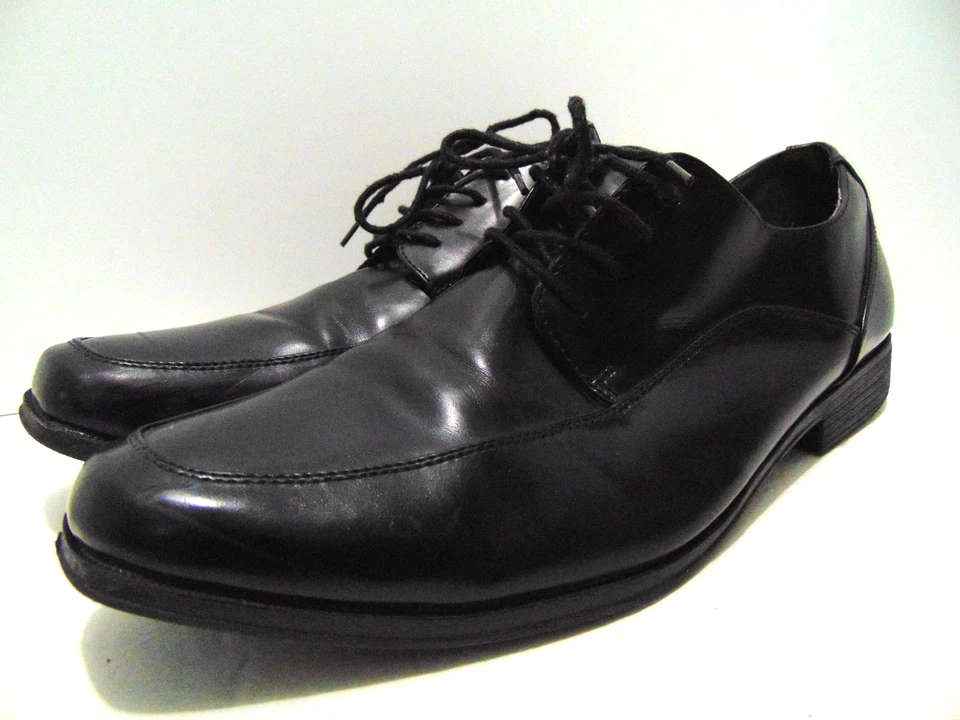 Zapatos de vestir Dexter Derby para hombre 13 AMPLIOS negros imitación cuero espuma viscoelástica con cordones Foto 3 de 4