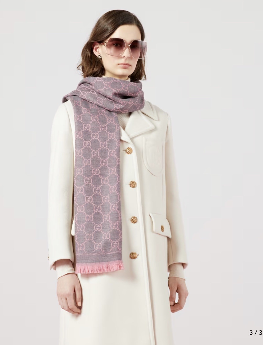 Gucci Women's Scarf pink grey Monogram Detail RRP £375