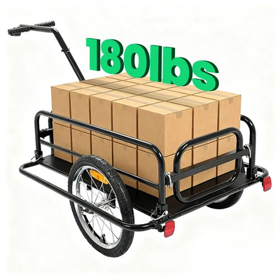#ad 180LBS Universal Black Steel Frame Foldable Bicycle Cargo Trailer with Hitch $101.73