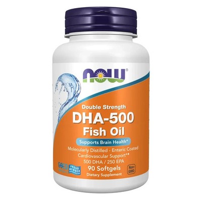 NOW Foods DHA-500 Fish Oil 500mg 90 Softgels Omega-3 New Sealed