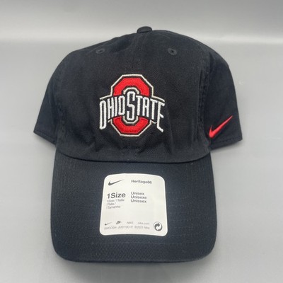 OSU Logo Ohio State Buckeyes Hat Nike Dri-Fit Heritage86 Black Adjustable Cap
