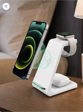 Wireless Charging Station - 3 in 1 Fast Desk Charging Station - white