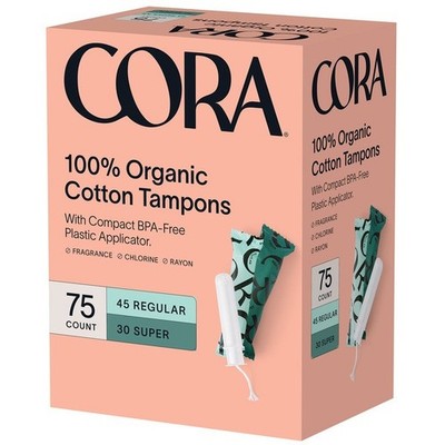Cora Organic Cotton Tampons, Mixed Box, 75-count - 1918102
