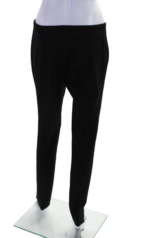 Pantalones ajustados plisados cintura alta negros de lana Rena Lange para mujer talla 8 Foto 3 de 4