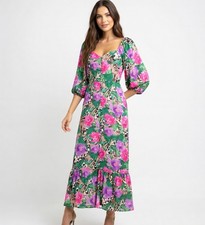 Tea Dress Midi Floral MONSOON “EFFIE “ sweetheart empire waist UK 14 M