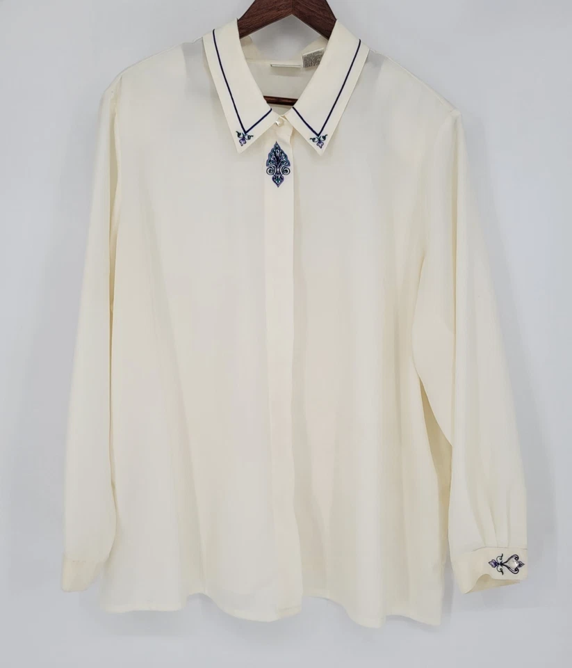 Blusa Koret Mujer Marfil Con Botones Manga Larga Elegante Oficina Talla 22W Foto 2 de 4