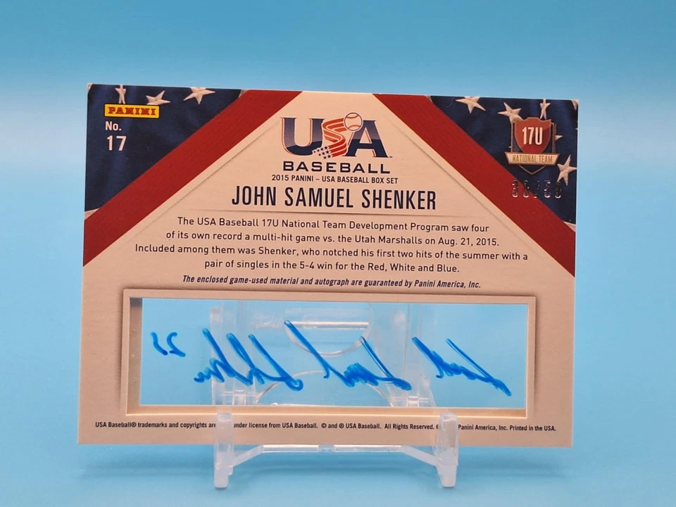 John Samuel Shenker 2015 Panini USA Baseball Patch Auto /50 #17 - Image 2 of 3