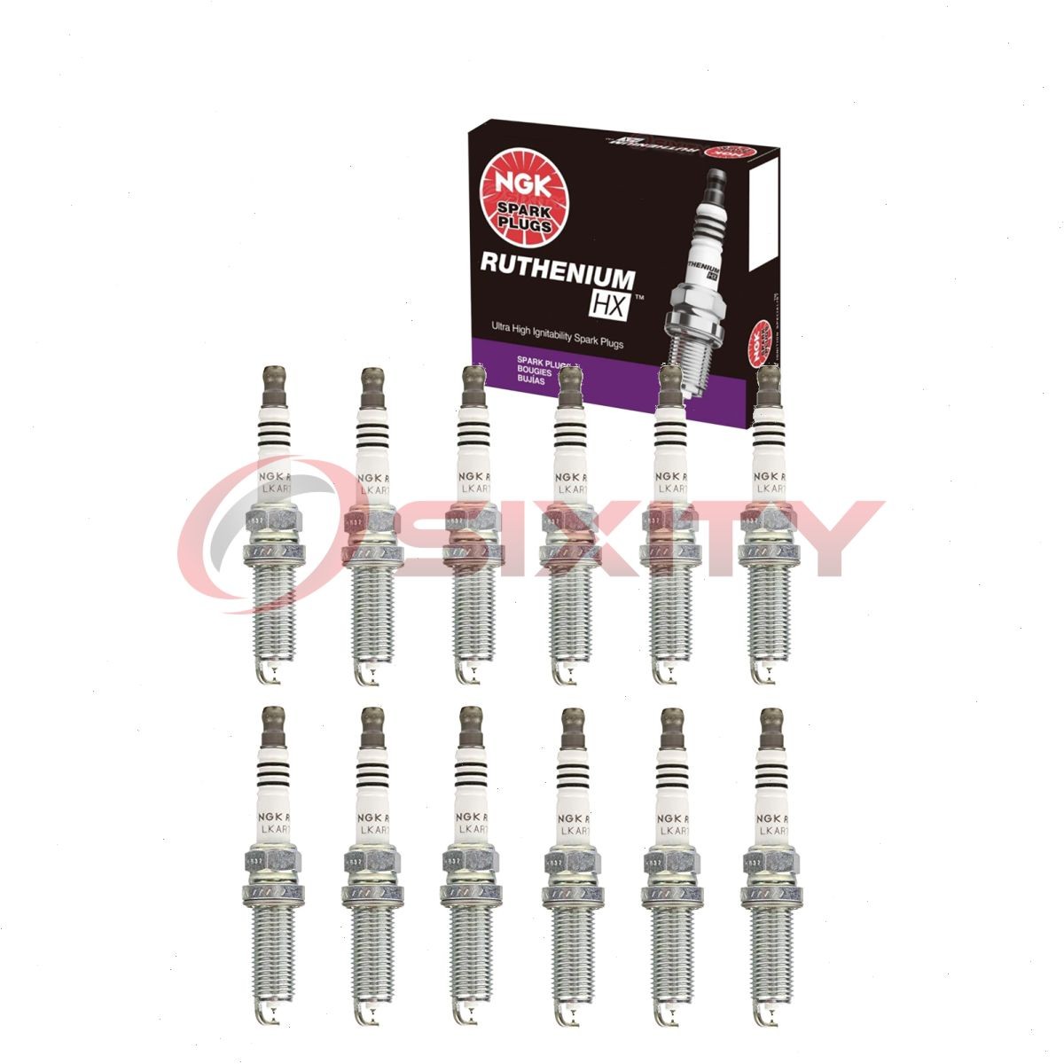 12 pcs NGK Ruthenium HX Spark Plugs for 2002-2006 Aston Martin Vanquish 6.0L mk