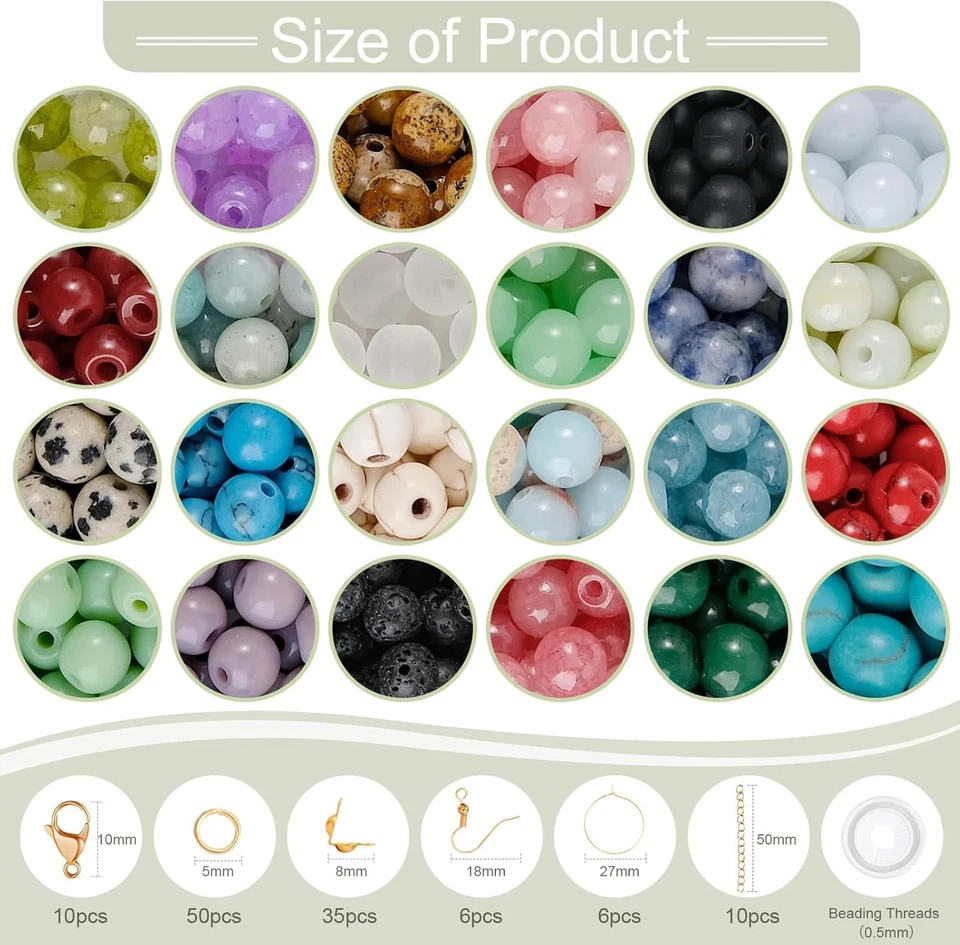 6mm Perlen Set für Armbänder zum Basteln, 24 Farben Runde Bunte Armbänder Perlen - Bild 2 von 4