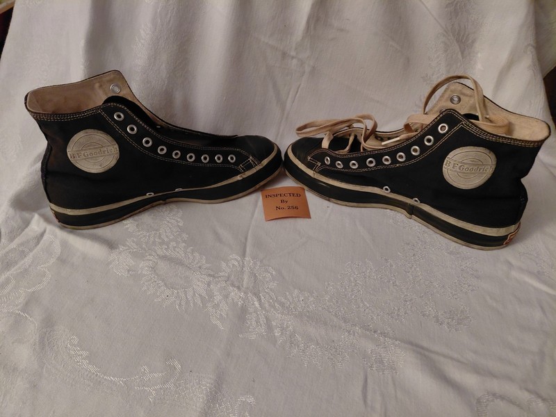 Vintage 1940's BF Goodrich Black Canvas Basketball Shoes - Sneakers 8.5