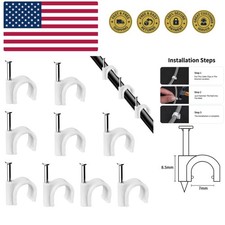 Cable Clips, 100 Pcs, 7mm, Wire Wall Clips with Steel Nails, Cable Management...