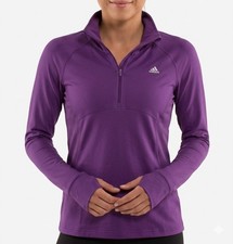 Adidas Climalite 1/4 Zip Pullover Jacket Women's Size M - Purple With Thumbholes