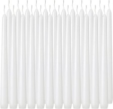 24 Pack Tall White Taper Candles, 10 Inch H Dripless, Unscented Dinner Candle,