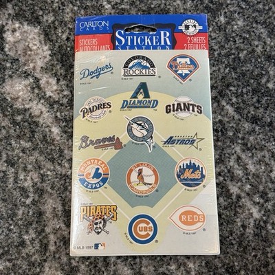 Vintage MLB Stickers 2 Sheets Major League Baseball Carlton Cards 1997 NOS