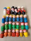 27 Vintage Fisher Price Little People Lot Wooden Plastic Fireman Figures Family