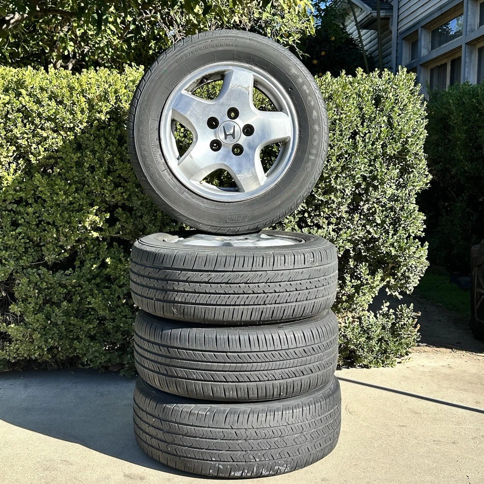 ✅ 1998 1999 2000 Honda Accord Alloy Set Of 4 Wheels 15x6.5 Rims 15" Tires OEM - Image 2 of 4