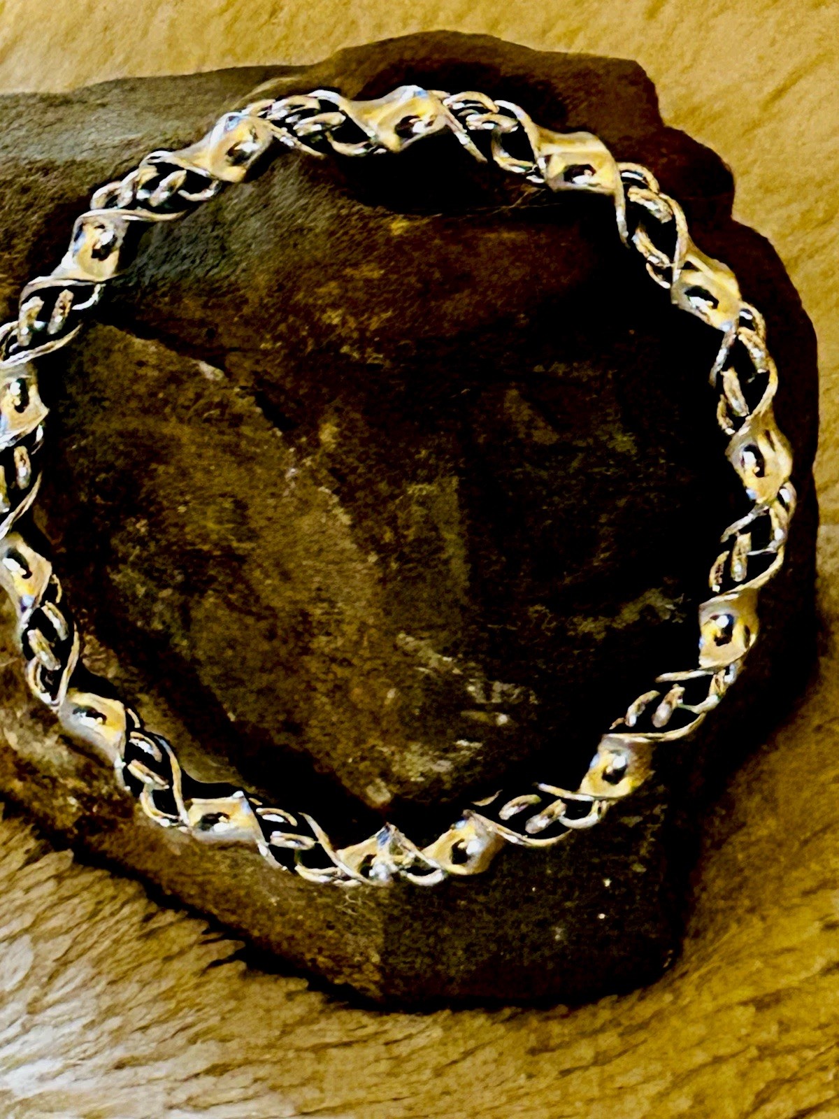 Vintage Boho Style Twisted Silver Bracelet Heavy Bracelet Handmade