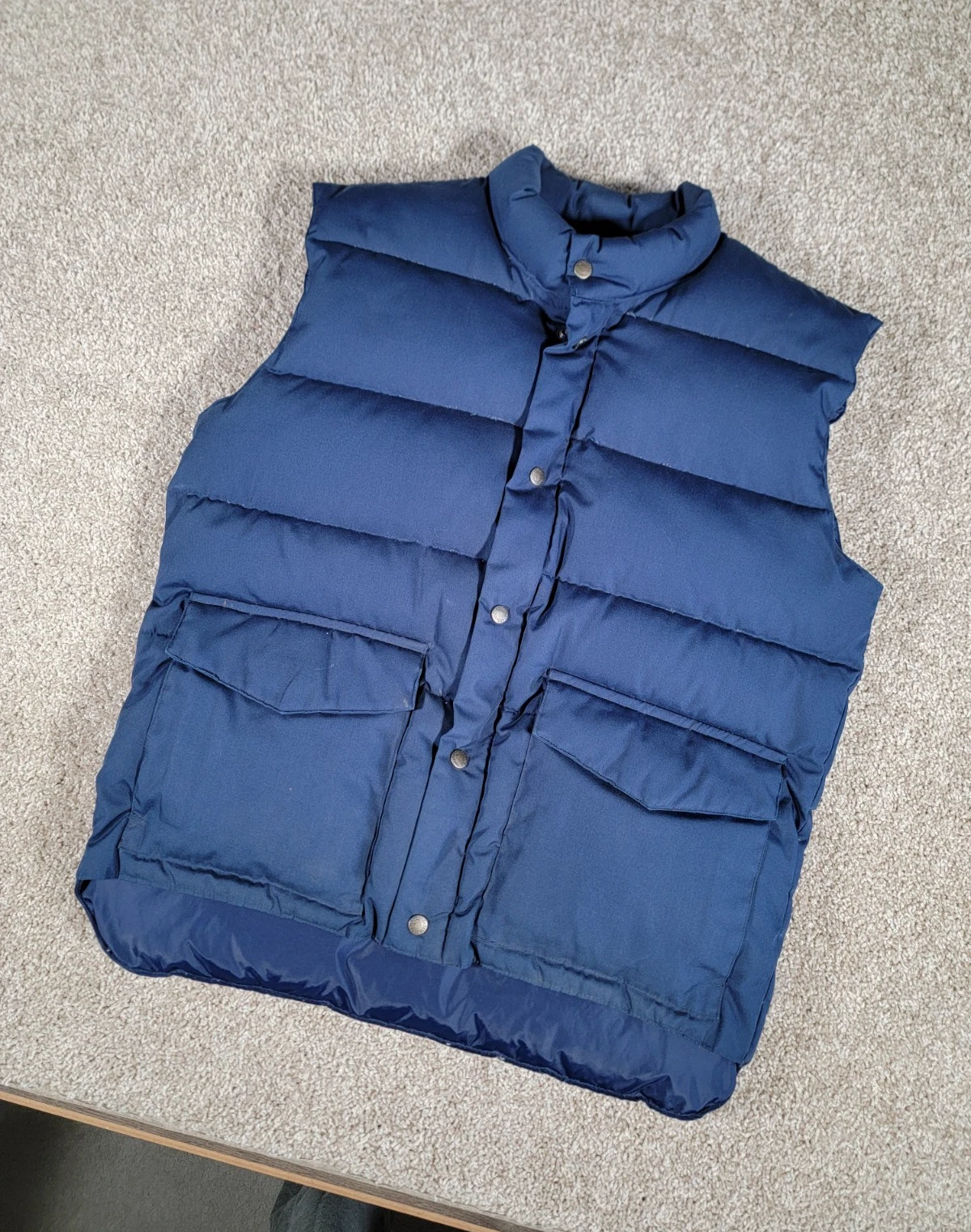 Vintage Cabelas Vest Large Blue Puffer Goose Down Outdoors Utility Hunting 90s