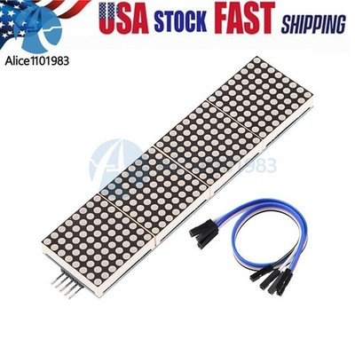 MAX7219   4 In 1 Display LED Dot   Module Green + 5P Line USA *pt