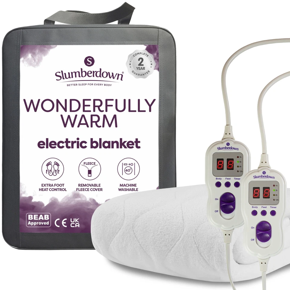 Slumberdown Wonderfully Warm Dual Control Electric Blanket - Double