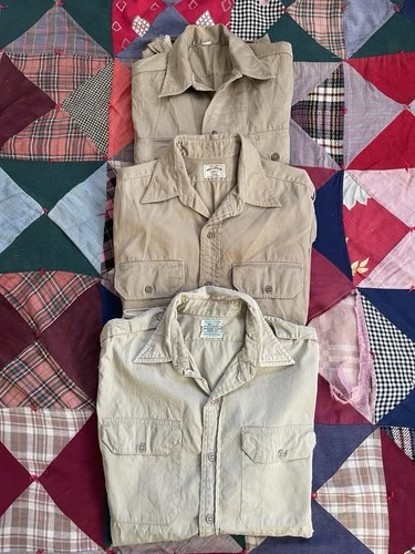 Vintage Military Shirt Lot Bundle Brown WW2 Large USA Made Regulation 40s 50s US