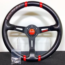 Momo Drifting Steering Wheel 35 Black Leather Deep Cone Jdm Authentic Rare