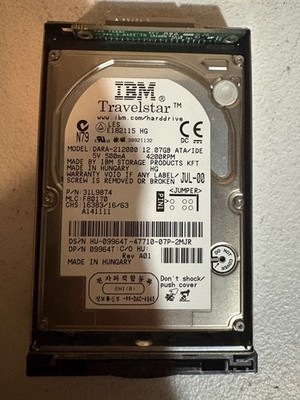 IBM Travelstar DARA-212000 12.07GB 2.5  IDE ATA Hard Drive 4200RPM NOS Vintage