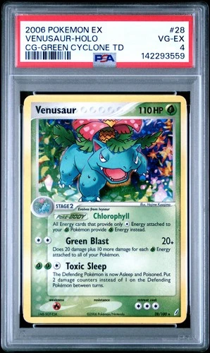 2006 POKEMON EX CRYSTAL GUARDIANS GREEN CYCLONE THEME DECK VENUSAUR-HOLO PSA 4