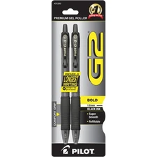 Premium Gel Pens Black Ink Bold Point 1 mm 2 Pack Smooth Writing Office School