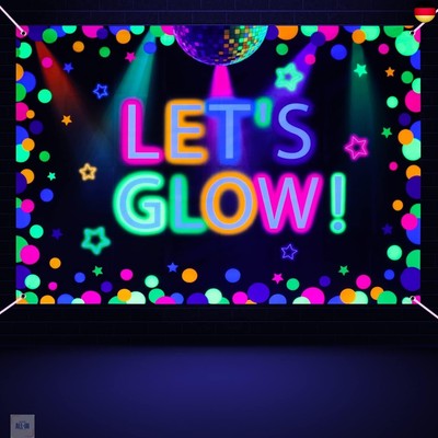 180x120cm Neon Let's Glow Party Backdrop Bunte Fotografie Hintergrund Glühen in 