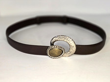 Chico's Brown Belt Leather Women's Medium Hammered Metal Buckle 36-38