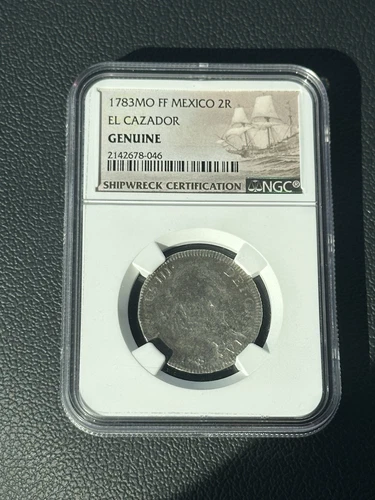 1778-83 MO FF shipwreck Coin EL CAZADOR MEXICO  2 Real NGC Certified Genuine