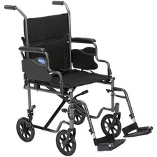 Invacare Transport Wheelchair w/19" Seat, Removable Arms, Lightweight - Black