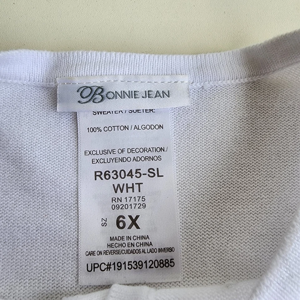 Suéter Bonnie Jean Niña Bolero Encogido de hombros Elegante Apliques 3D Tejido Crochet Blanco 6X Foto 2 de 4