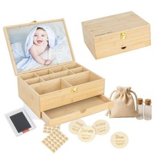 Baby Keepsake Box with 5 Additional Memory Items   Bamboo Memory Box for Baby...