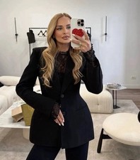 Zara ZW Collection Fitted Blazer With Topstitching & Balloon Trousers Siz XS Set