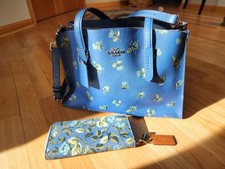 COACH BLUE FLORAL CHARLIE CARYALL WITH MATCHING WALLET SET