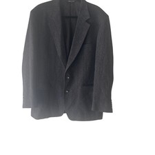 John Alexander Men's Size 44 Herringtonbone Pure Wool Grey 2 Button Blazer