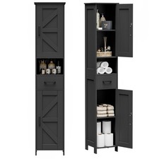 Homhedy 67" H Tall Bathroom Storage Cabinet with 2 Barn Doors and 1 Drawer, N...