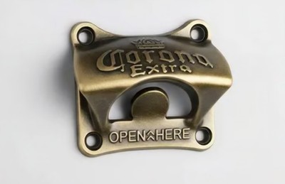 Corona Extra Wall Mount Bottle Opener- Man Cave - Yellow Bronze Color