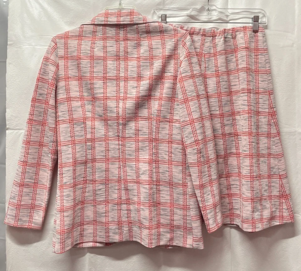 Traje de dos piezas vintage de poliéster a cuadros mod sin marca de los años 70 solapa ancha S/M Foto 2 de 4