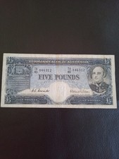 Australian Five Pound Bank note: Circulated- Great Item, 