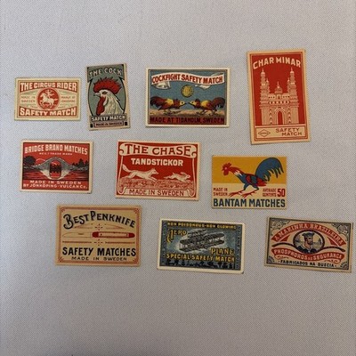 MATCHBOX LABELS-1940's-70's-Lot x 10 Unsorted-What You See is What You Get-#03